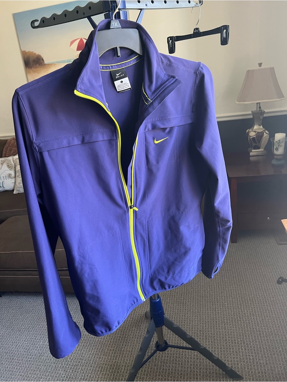 Nike Dri-FIT Purple Knit Track Jacket Full Zip Pockets Women's Size L # 359